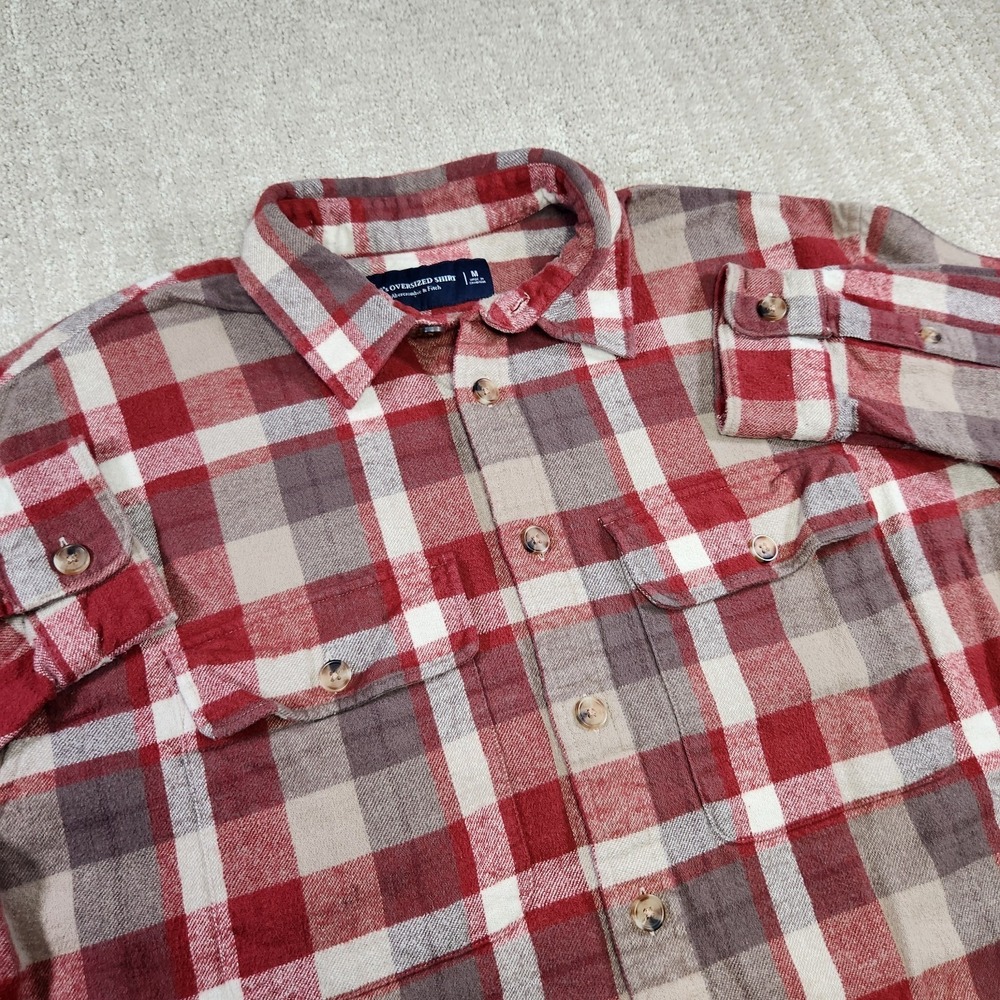Abercrombie And Fitch Flannel Shirt Men Medium 90s Oversized Plaid Heavy Cotton